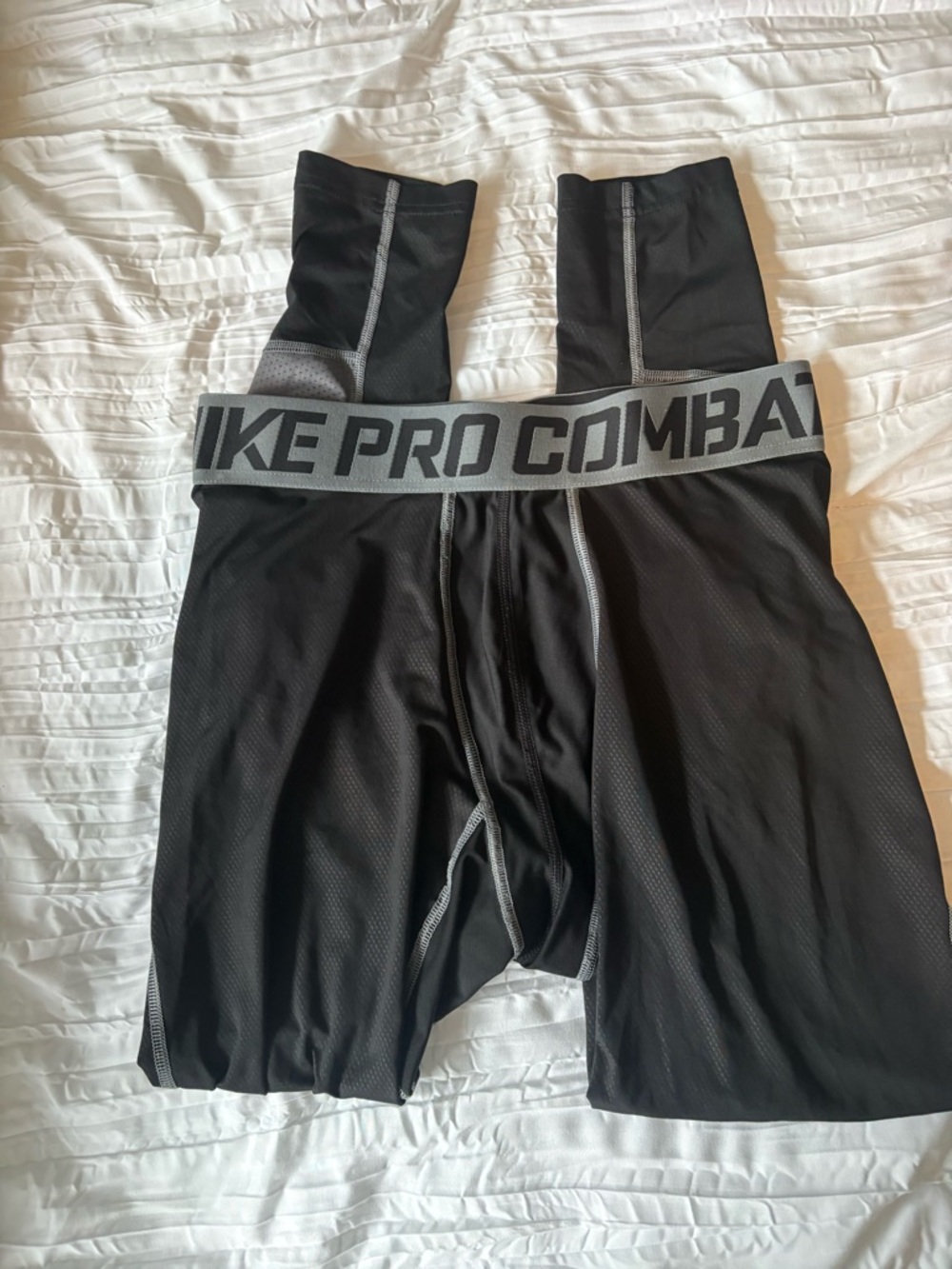 Nike Black Pro Combat Compression leggings with Gray Waistband